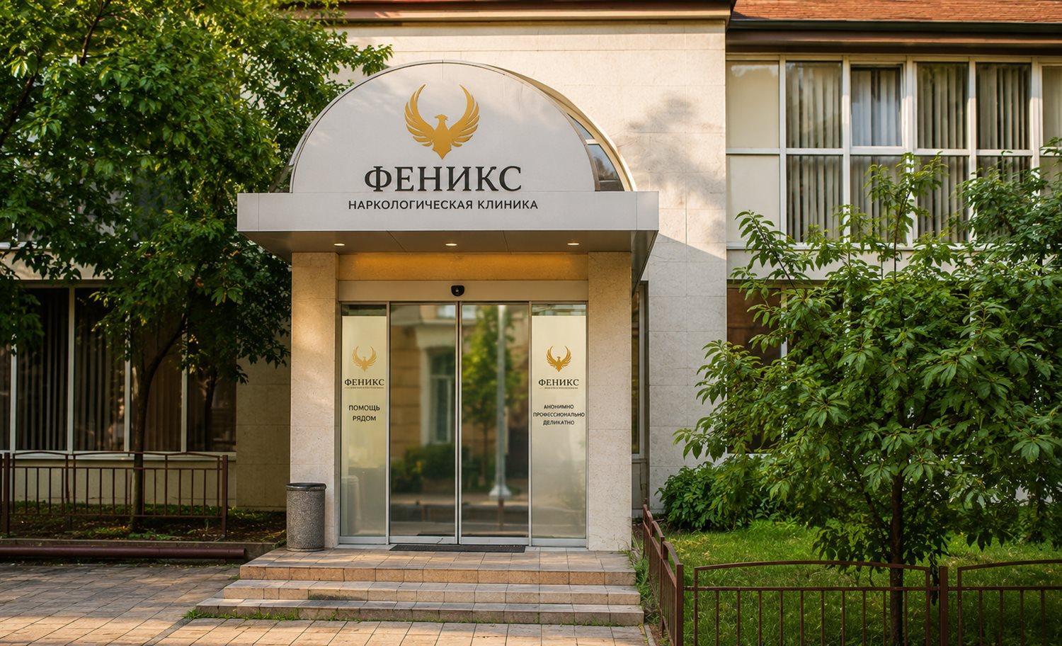 Вход в наркологическую клинику «Феникс» в Чёрмозе